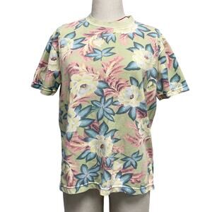 Vintage Carolyn Taylor Womens Size M Floral Print Knit Short Sleeve T Shirt